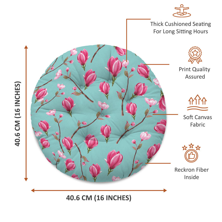 Cherry Blossom Printed Round Chair Cushion