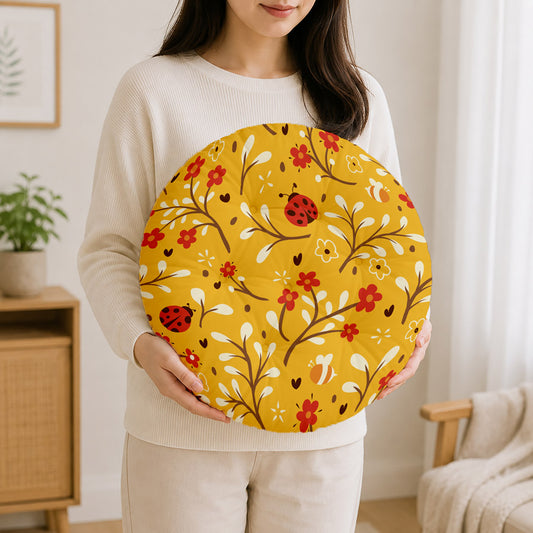 LadyBugs and Flowers Printed Round Chair Cushion