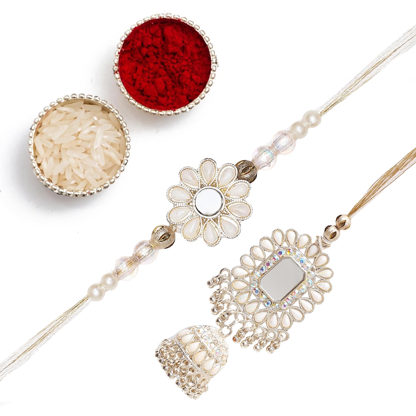 Pretty Kundan Rakhis For Bhaiya Bhabhi