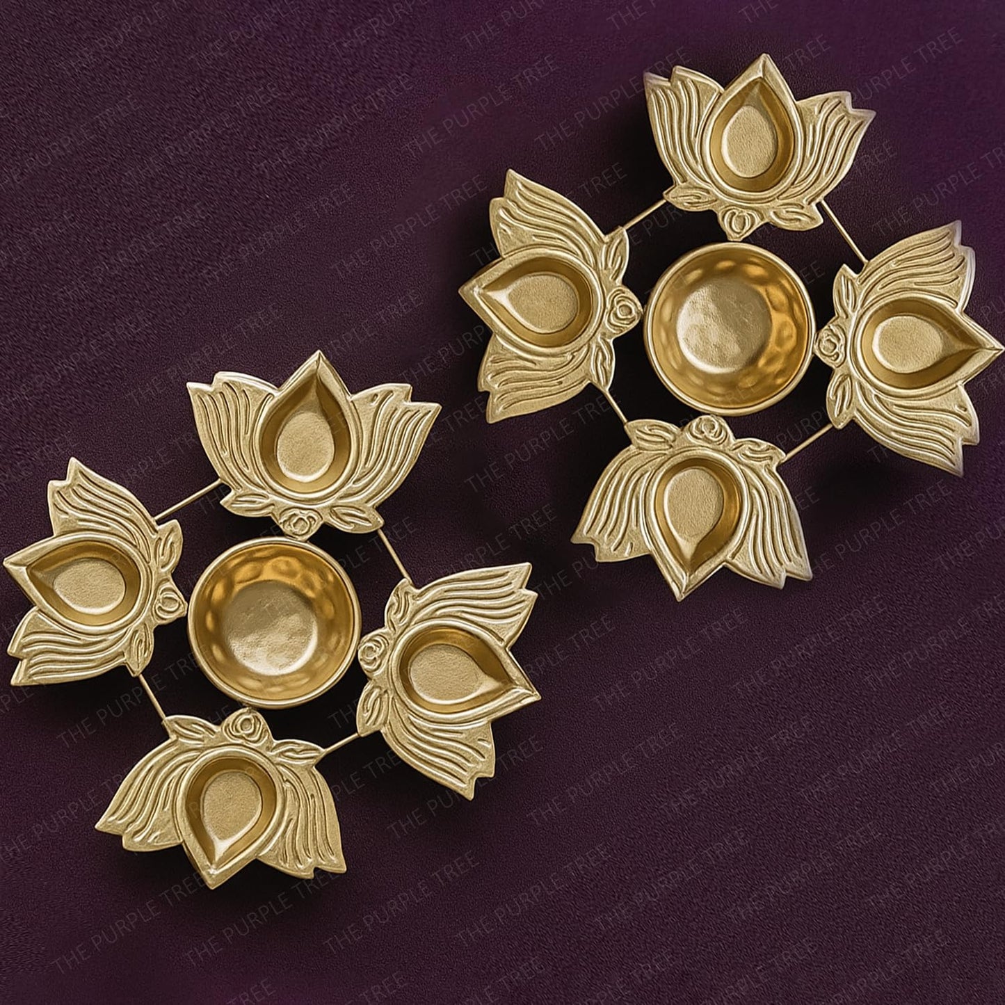 Mini Lotus Diya Urli Bowls with 4 diyas (Pack of 2)