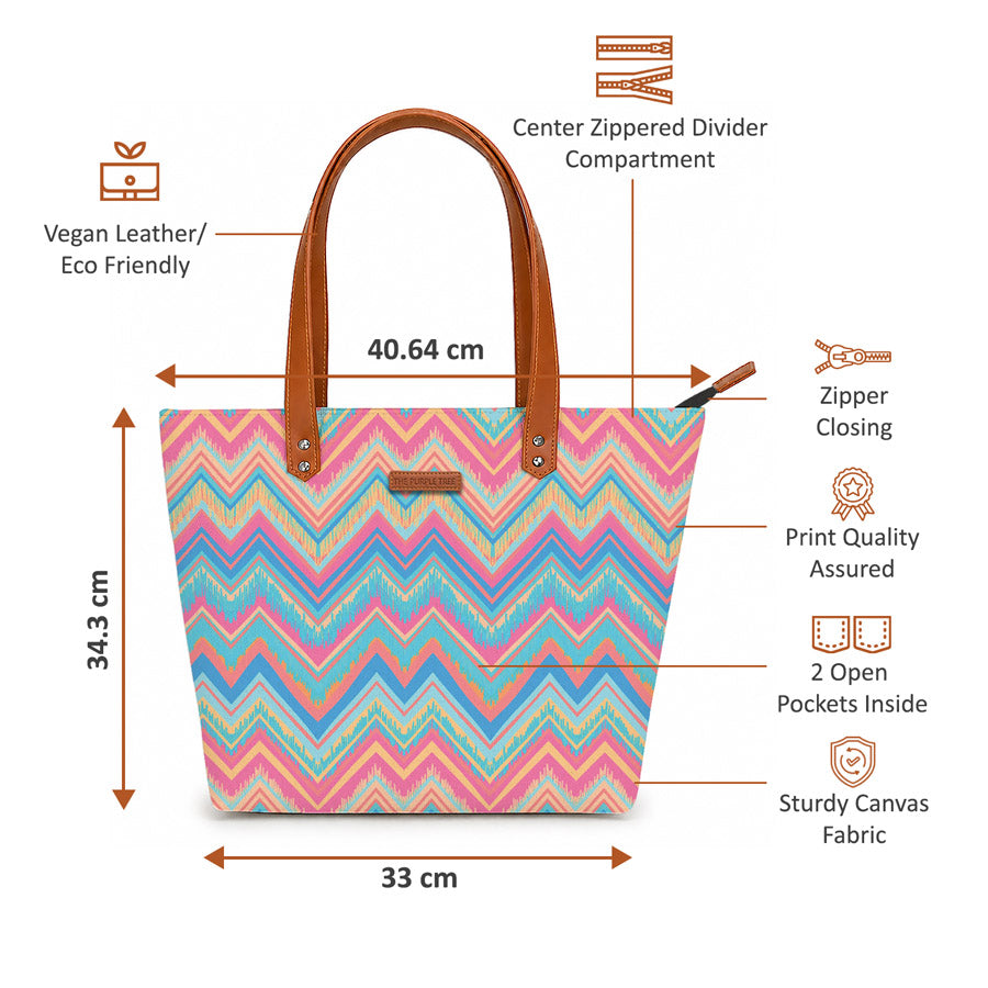 Vivid Waves Oversized Shoppers Tote Bag For Women