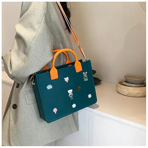 Customizable Color Block Tote Bag