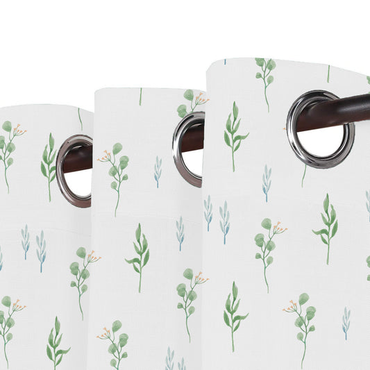 Green leaf and flower design curtain, bringing a fresh and vibrant look to your space.
