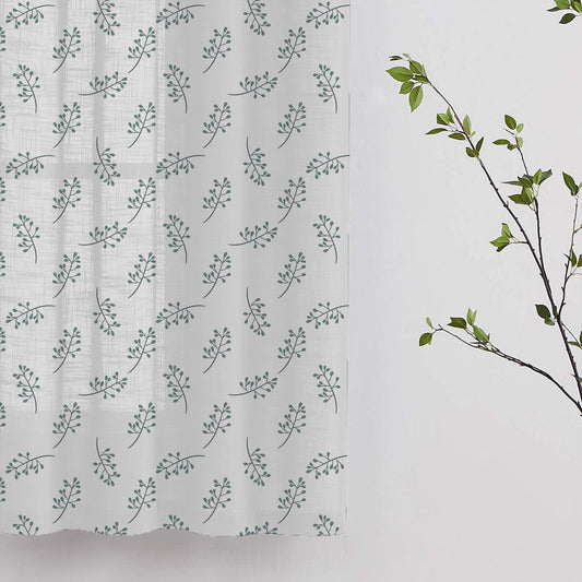 Curtain featuring a stylish green leaf design, perfect for a fresh look.