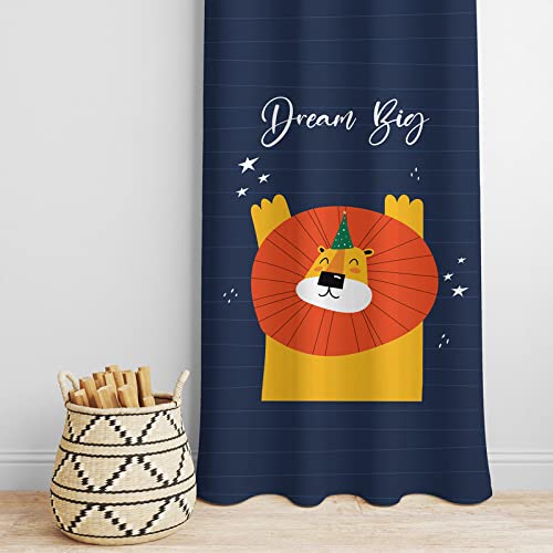Dream Big Lion Printed Kids Curtains