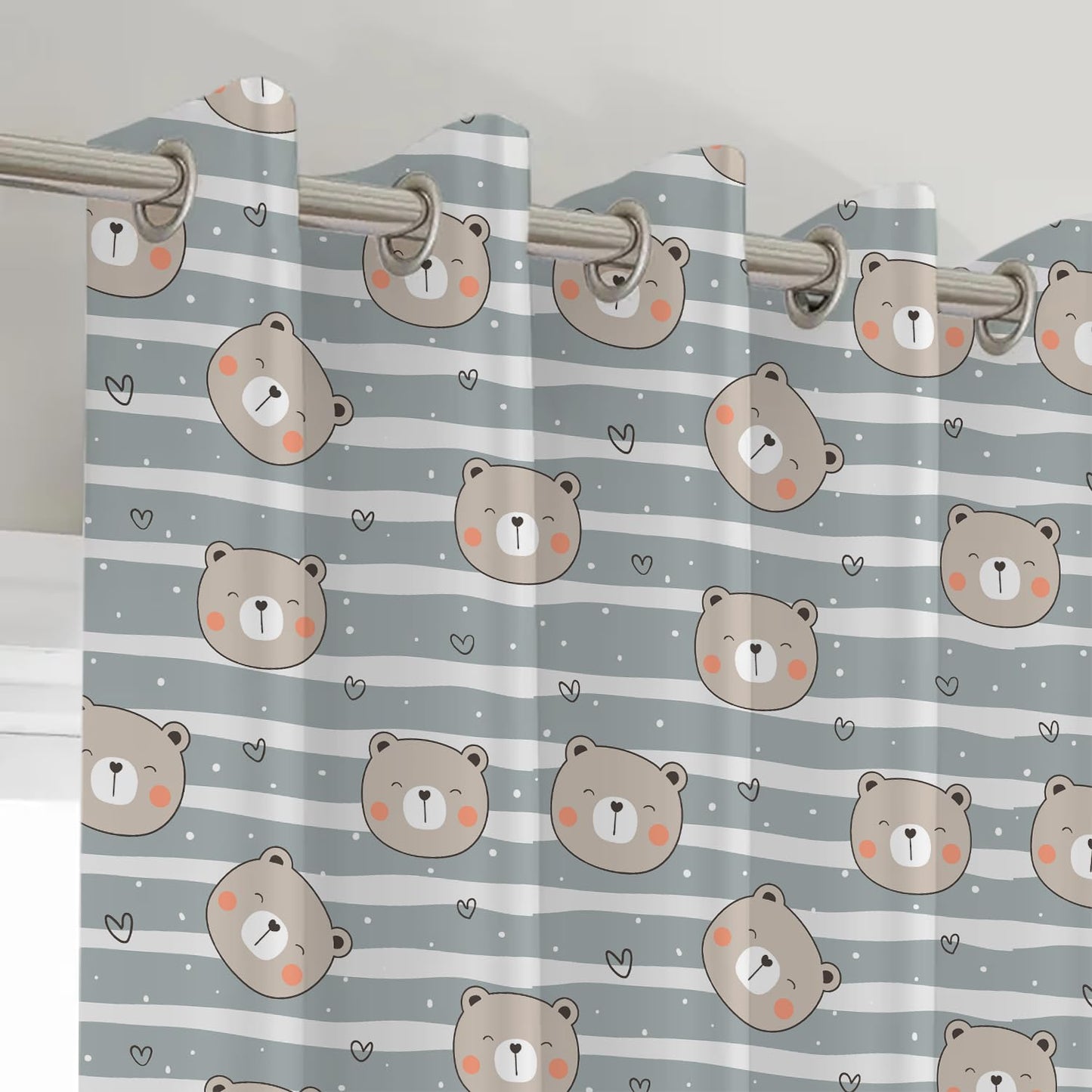 Happy Bear Premium Printed Velvet Curtains