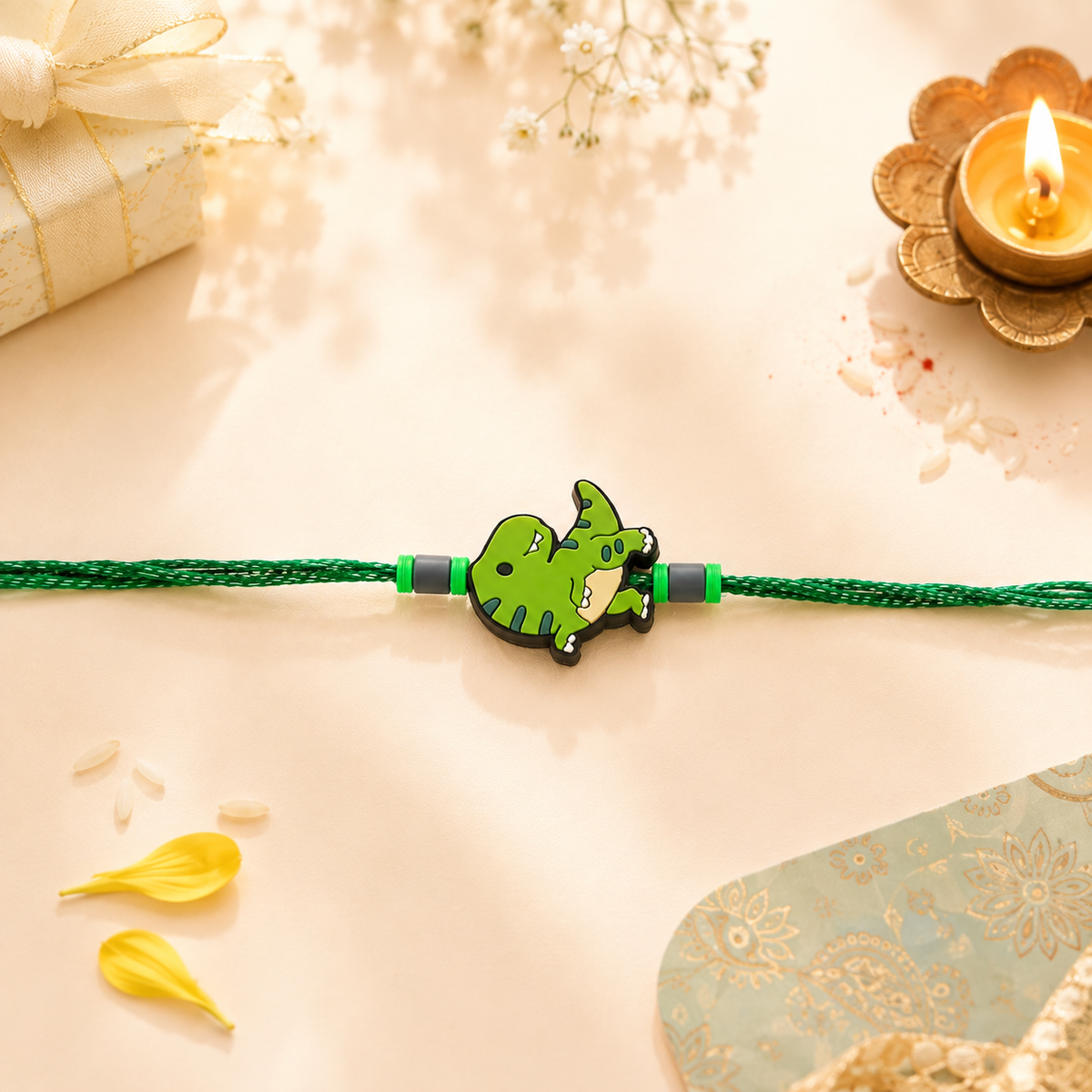 Green Dino Rakhi