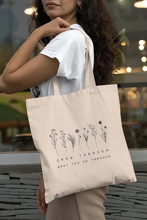 Floral Print Cotton Tote Bags