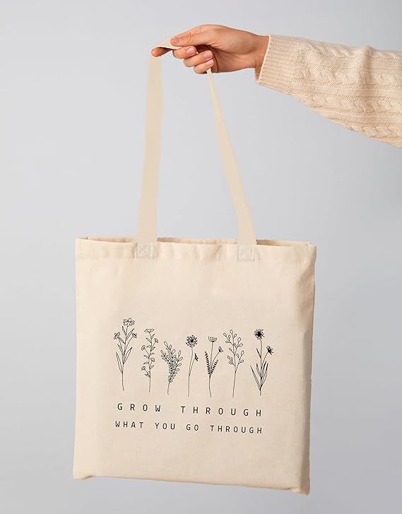 Floral Print Cotton Tote Bags