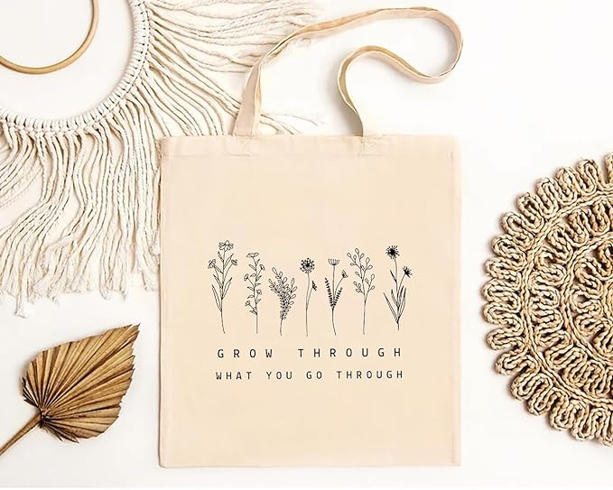 Floral Print Cotton Tote Bags