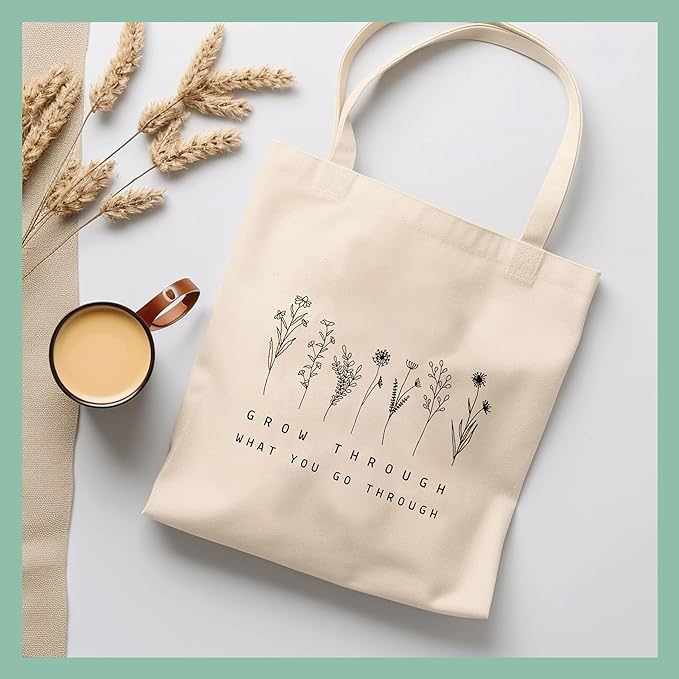 Floral Print Cotton Tote Bags