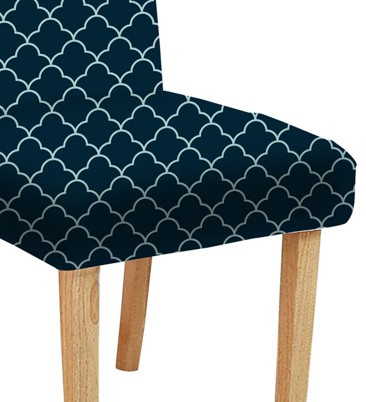 Elegant chair featuring a blue and white patterned cover