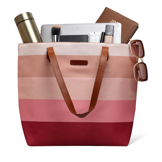 Striped pattern large tote bag, perfect for carrying essentials on the go.