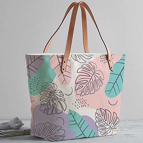 Large tote bag featuring a colorful design, a fashionable accessory for any occasion.