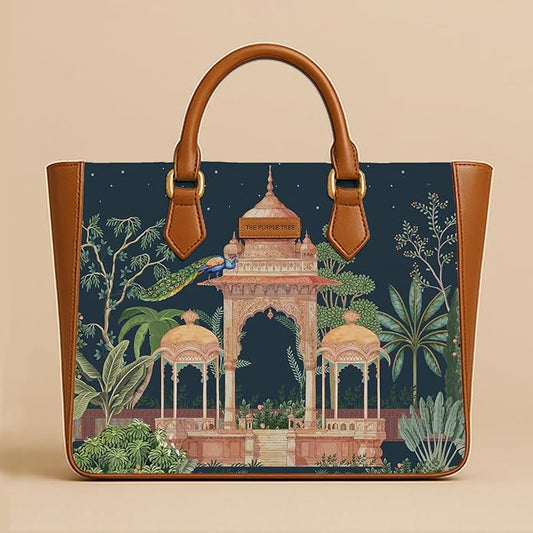 Midnight Royal Garden Vegan Leather Handbag