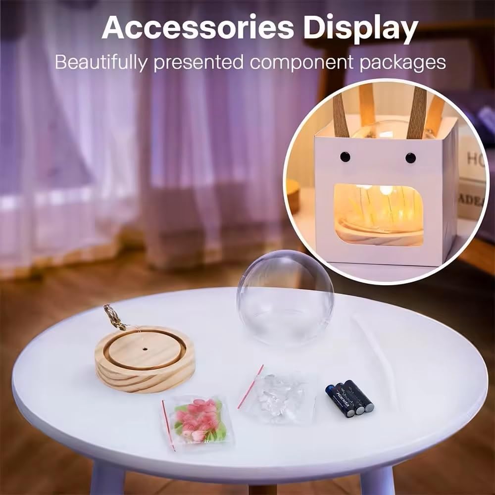 A glass ball showcasing a collection of flowers inside, blending artistry with the natural charm of floral arrangements.