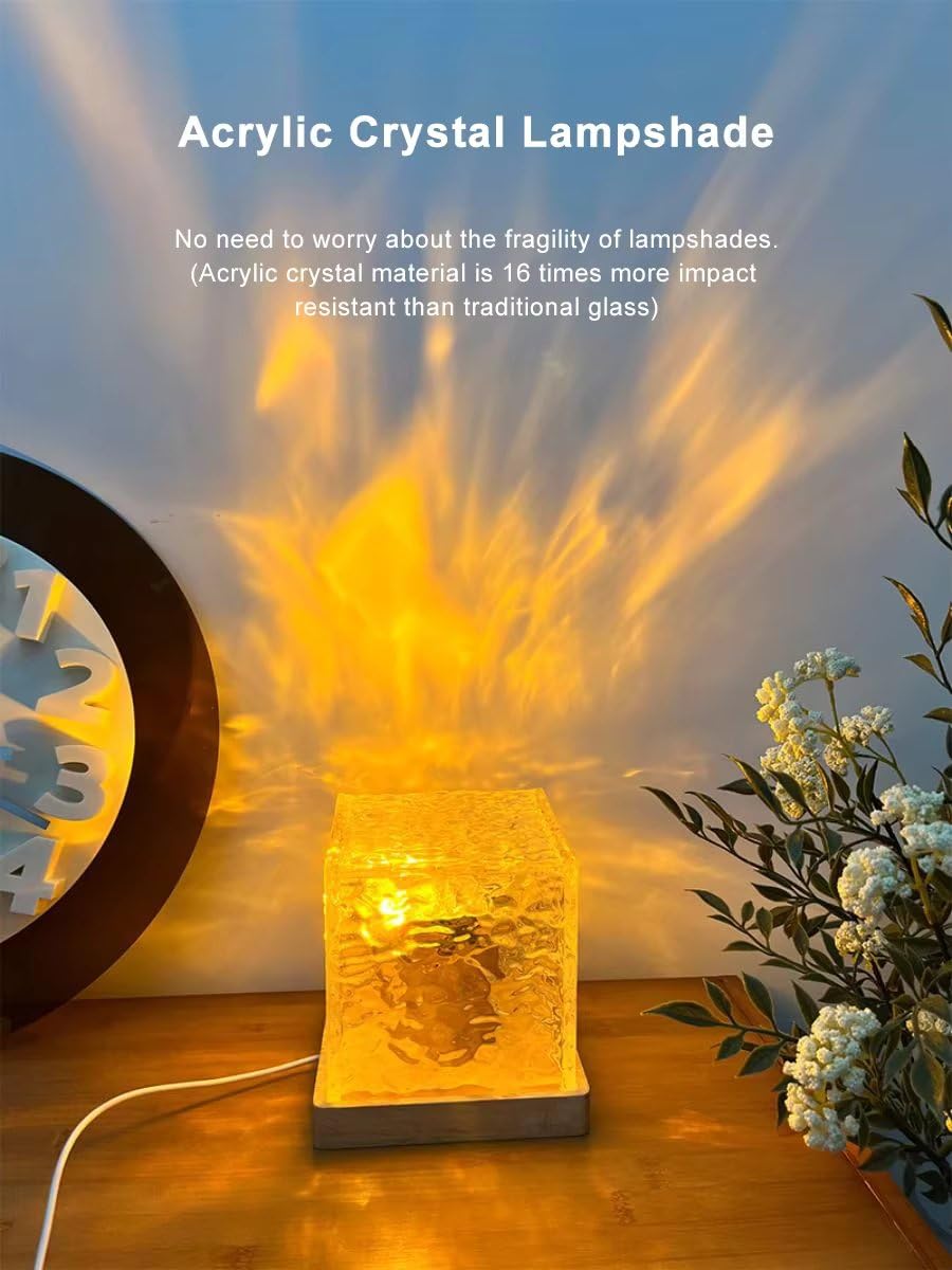 A stylish cube lamp featuring blue lights and a remote control, ideal for creating a cozy atmosphere in your home.