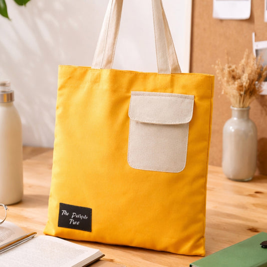 Mustard Pocket Cotton Tote Bag