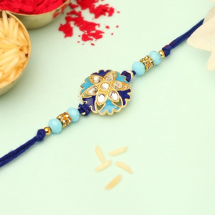 Meenakari Kundan Flower Rakhi