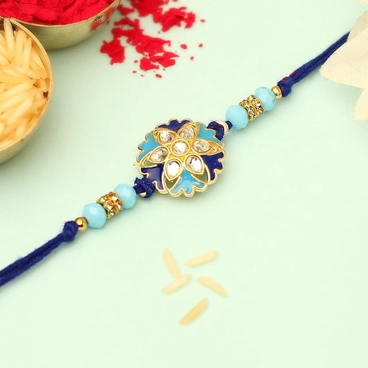Meenakari Kundan Flower Rakhi