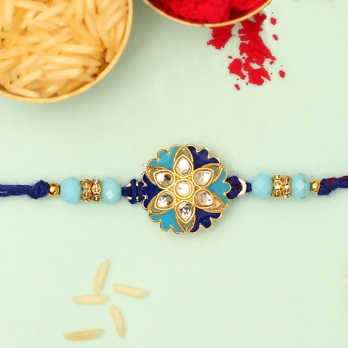 Meenakari Kundan Flower Rakhi