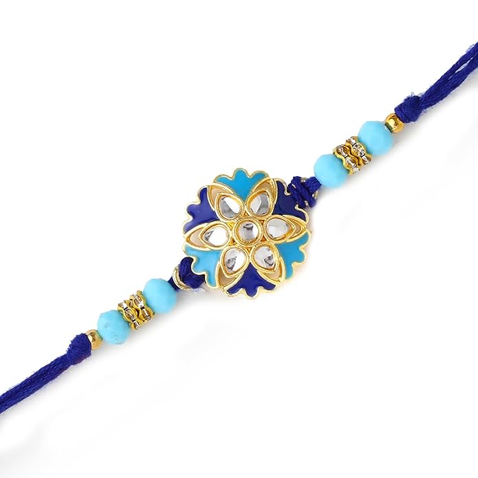 Meenakari Kundan Flower Rakhi