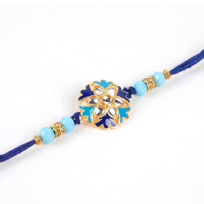 Meenakari Kundan Flower Rakhi