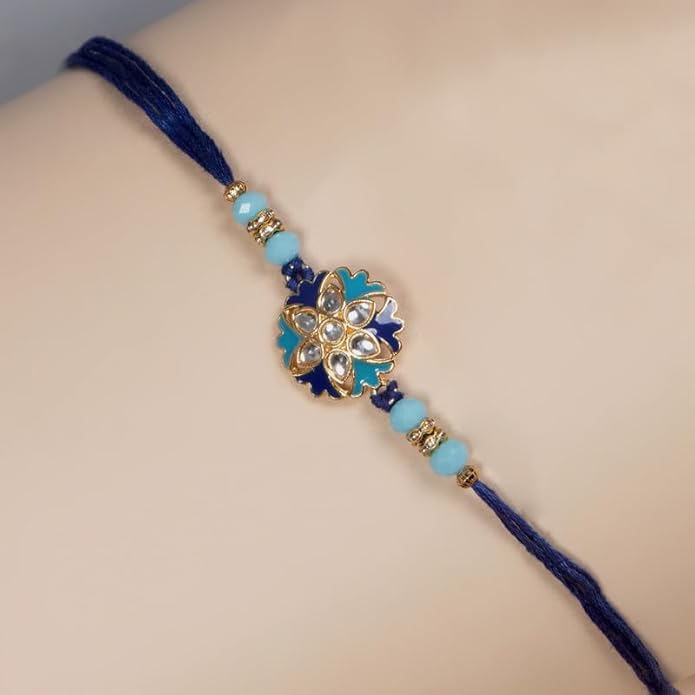 Meenakari Kundan Flower Rakhi