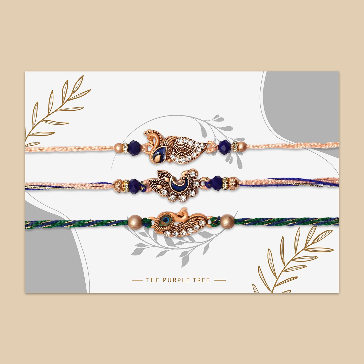 Rose Gold Peacock Rakhi