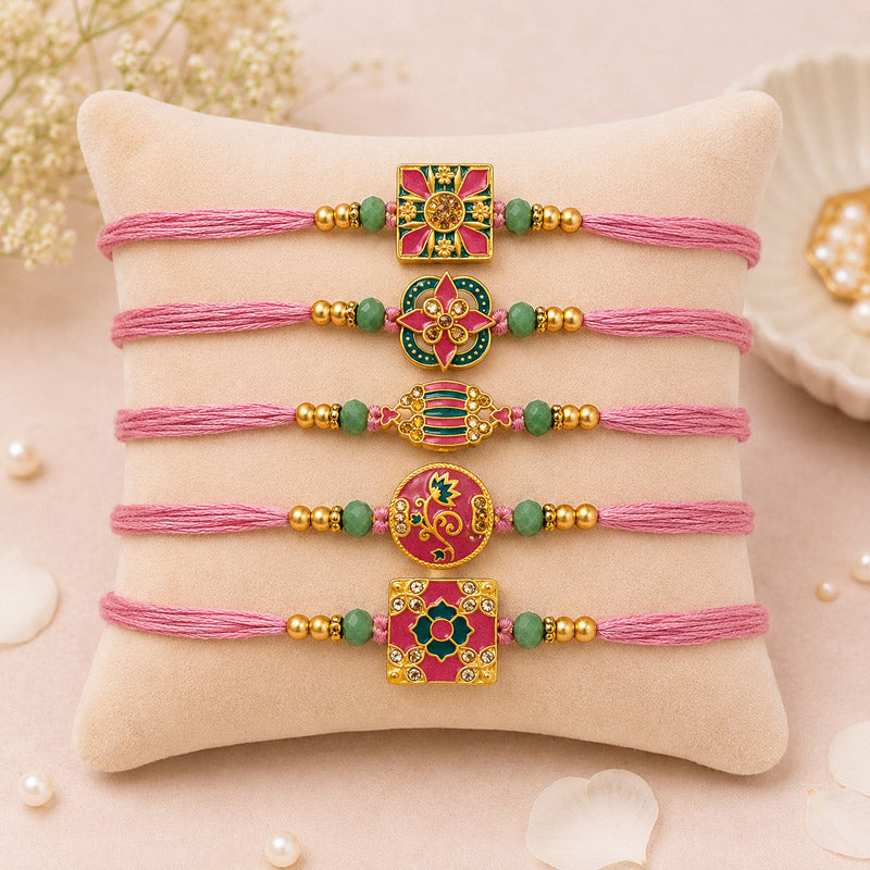 Floral Meenakari Rakhi (Set of 5)