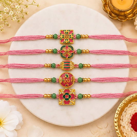 Floral Meenakari Rakhi (Set of 5)