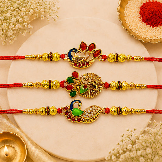 Stone Studded Premium Peacock Designer Rakhis