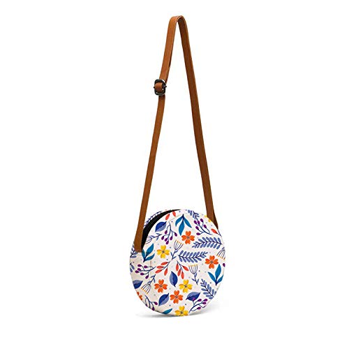 Round sling bag multicolor floral print on white long view