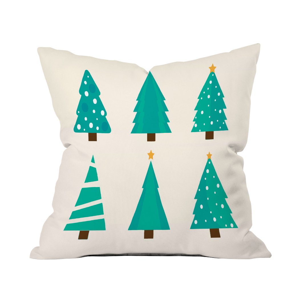 A cozy pillow featuring festive Christmas trees, perfect for adding holiday cheer to your home decor.