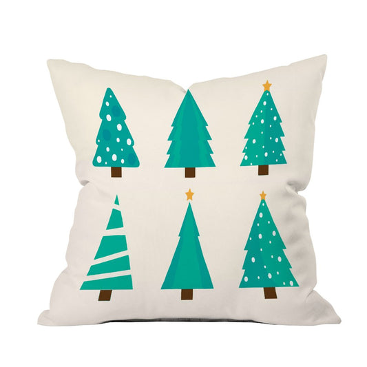 A cozy pillow featuring festive Christmas trees, perfect for adding holiday cheer to your home decor.