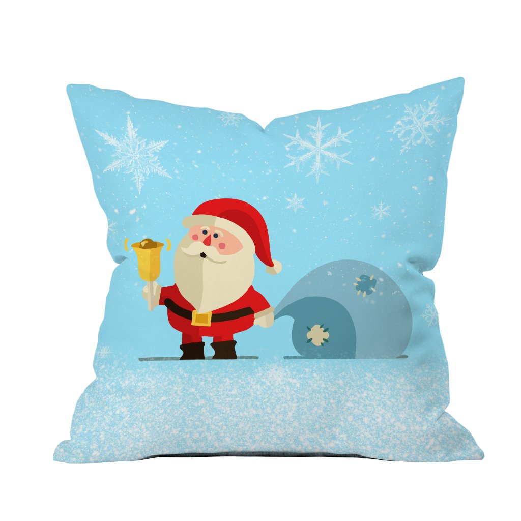 Santa Claus pillow cover featuring a jolly design, perfect for festive home decor during the holiday season.