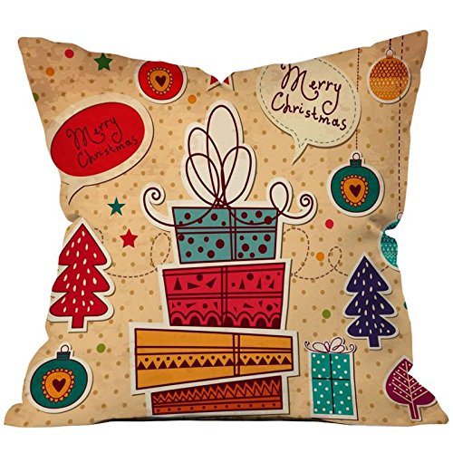A decorative Christmas cushion cover adorned with cheerful holiday motifs, ideal for enhancing festive ambiance.
