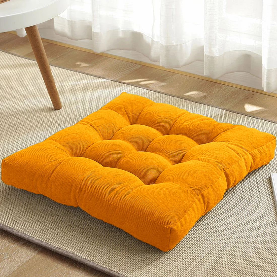 Square Floor Cushions Yellow - Main Image