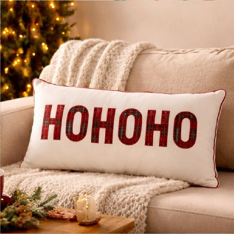 HOHO Christmas Embroidery Cushion