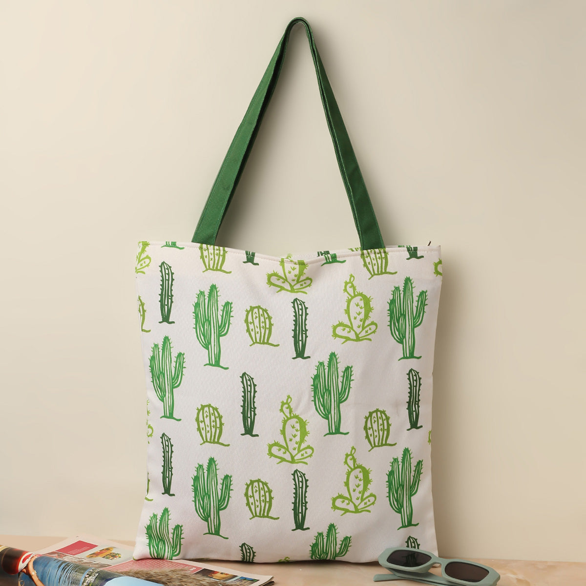 Printed Tote Canvas Cotton Bag Cute Cactus Art Cotton Canvas Tote Bags