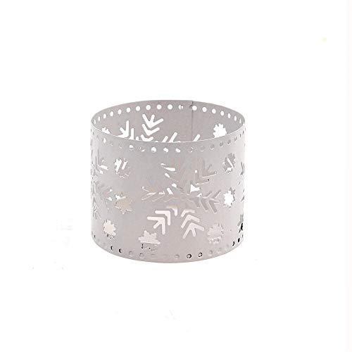 Flower-patterned white metal candle holder, a stylish and charming piece to enhance your living space.