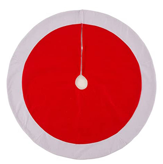 Red circular mat with white border on a white background