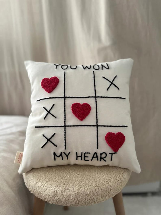 You Won My Heart Tufting Embroidered Cushion