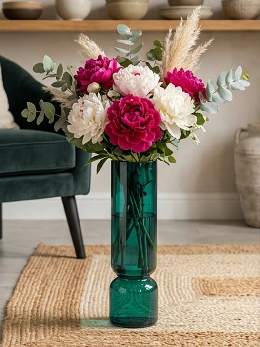 Emerald Green Hourglass Flower Vase