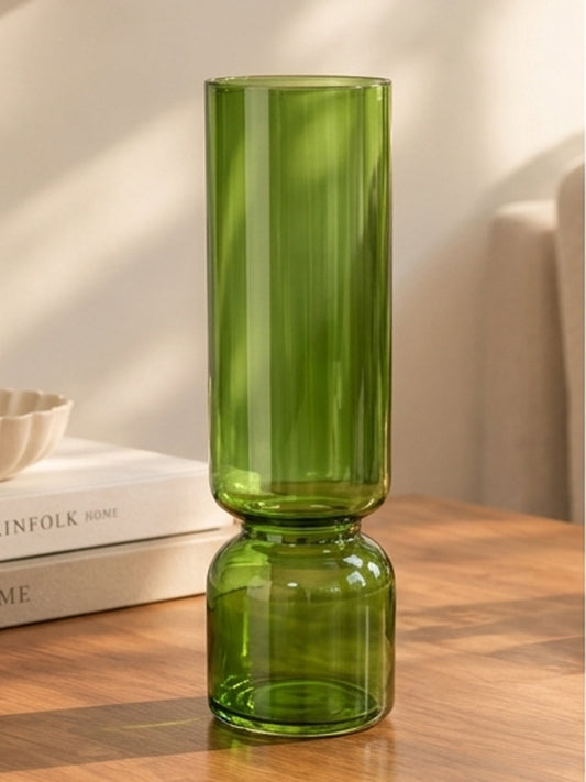 Olive Green Hourglass Flower Vase