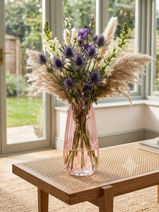 Champagne Pink Crystal Glass Flower Vase