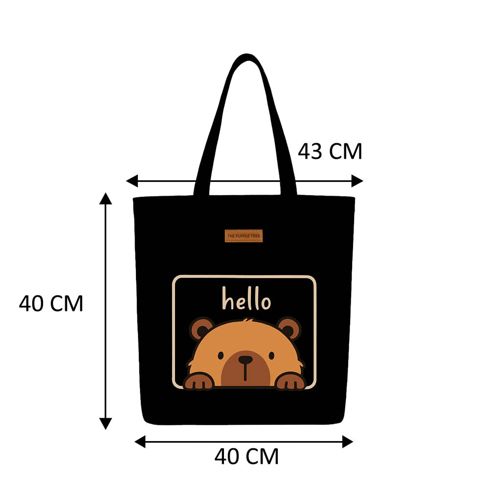 Hello Brown Bear Wide Tote Bags