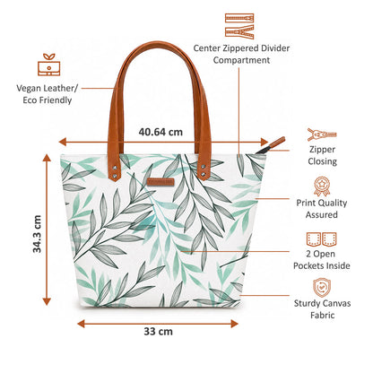Leafy Affair Oversized Tote Bag For Women