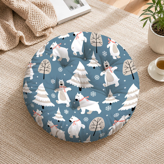 Polar Bears Printed Round Chair Cushion