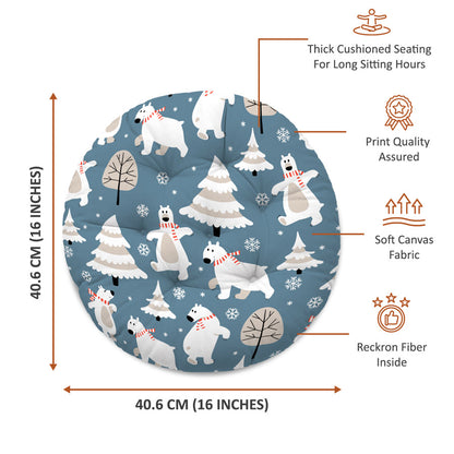 Polar Bears Printed Round Chair Cushion